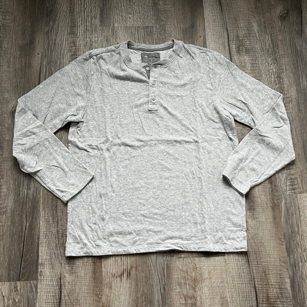 Gap Mens Size L Large Gray Henley Long Sleeve Cotton Blend Pullover